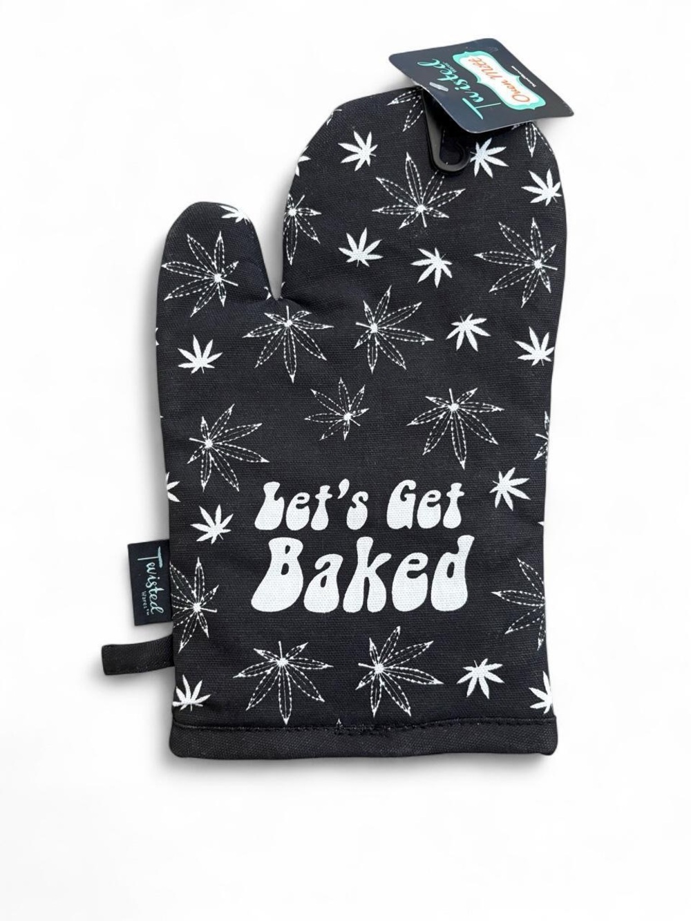 Twisted Wares "Let's Get Baked" Oven Mitt - Pot Leaf / Cannabis Kitchen Glove